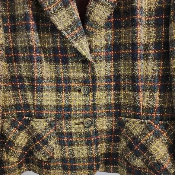 The Limited vintage Tweed Blazer Jacket Career Wear Brown Green Fitted Size S - Picture 2 of 6